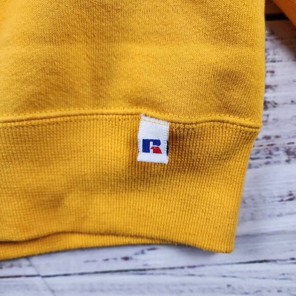 Vintage Russell Athletic USA Crewneck Sweatshirt XL Gold Yellow 90s Pullover - Picture 4 of 8